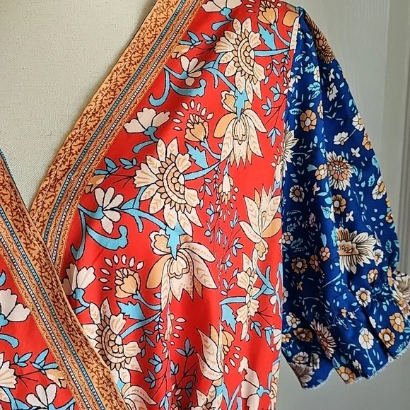 SHEIN Red and Blue Floral Dress - Picture 3 of 8